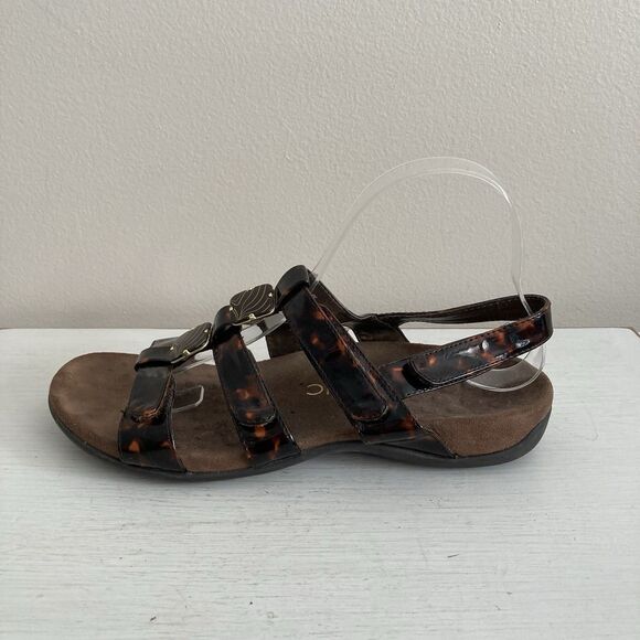 Vionic Womens Amber Sandals Tortoise Brown Strappy Comfort Leather Size 8 - Picture 4 of 8